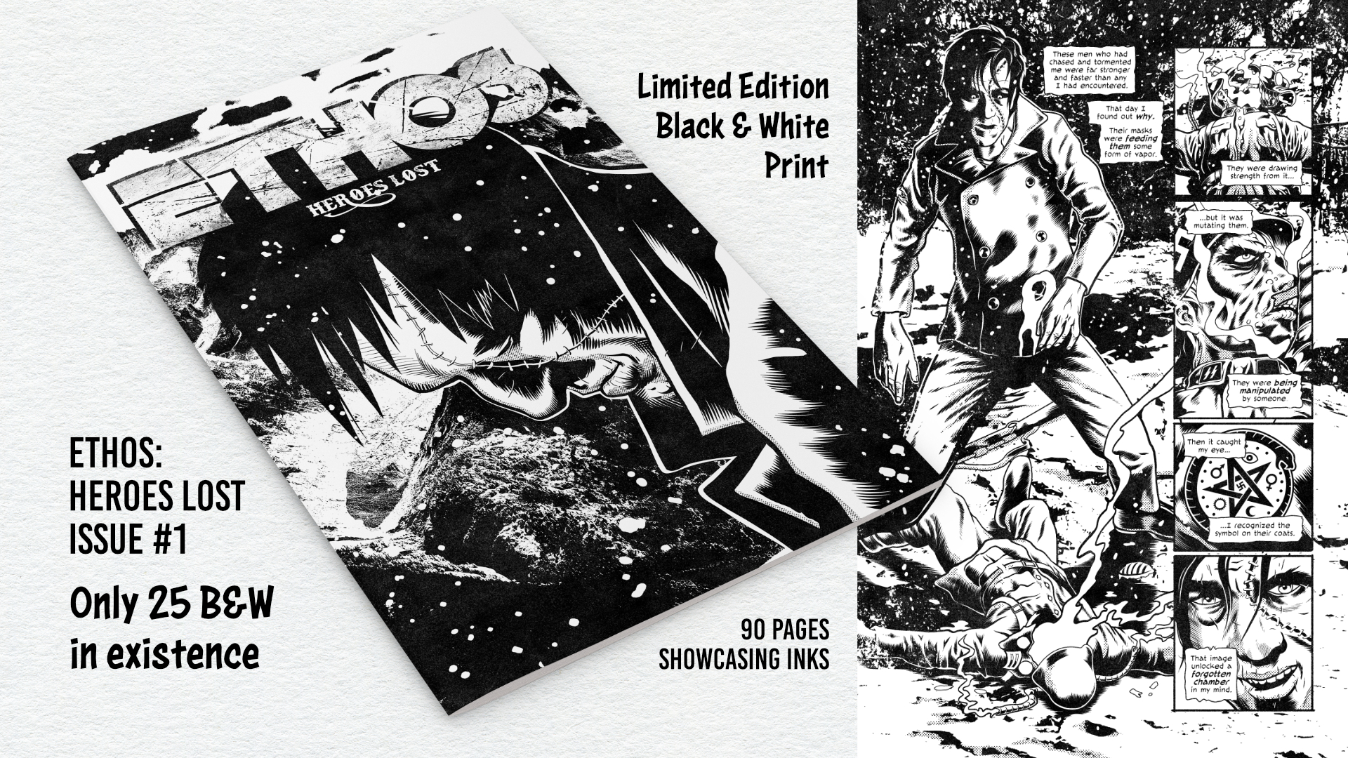 Unveiling the Captivating Black and White Edition of Ethos: Heroes Lost Limited Edition Comic